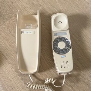 Cream Rotary Corded Landline Phone